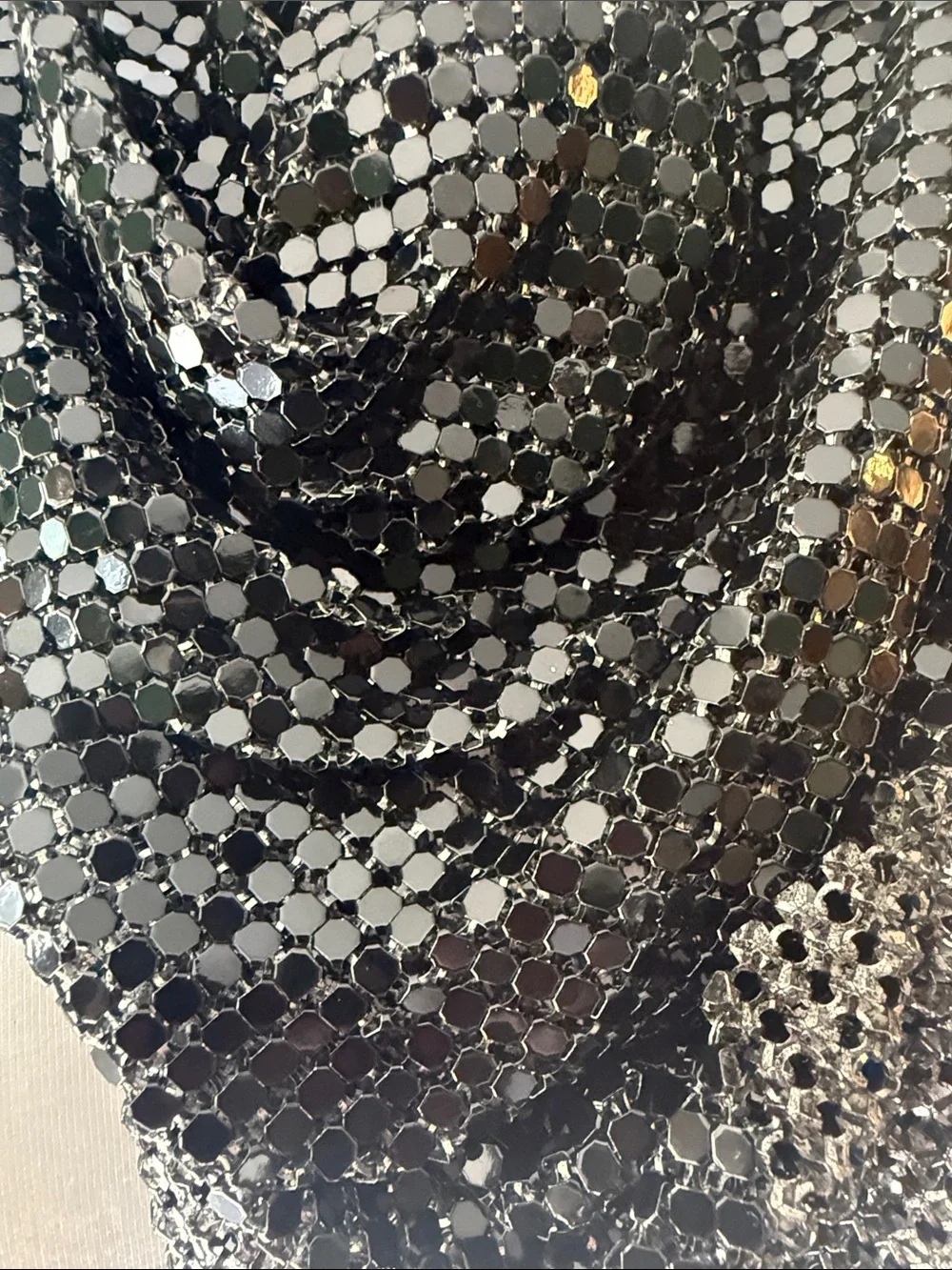 Black Sequin Triangle Scarf Bandana- Black and Silver Glam